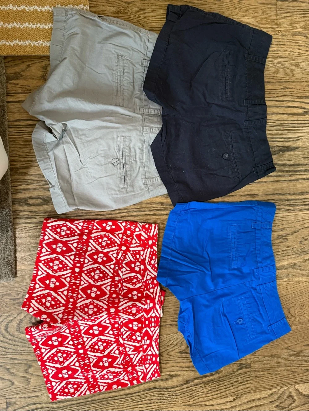 J. Crew Women's Shorts Set - Red Pattern, Blue, Black, Gray